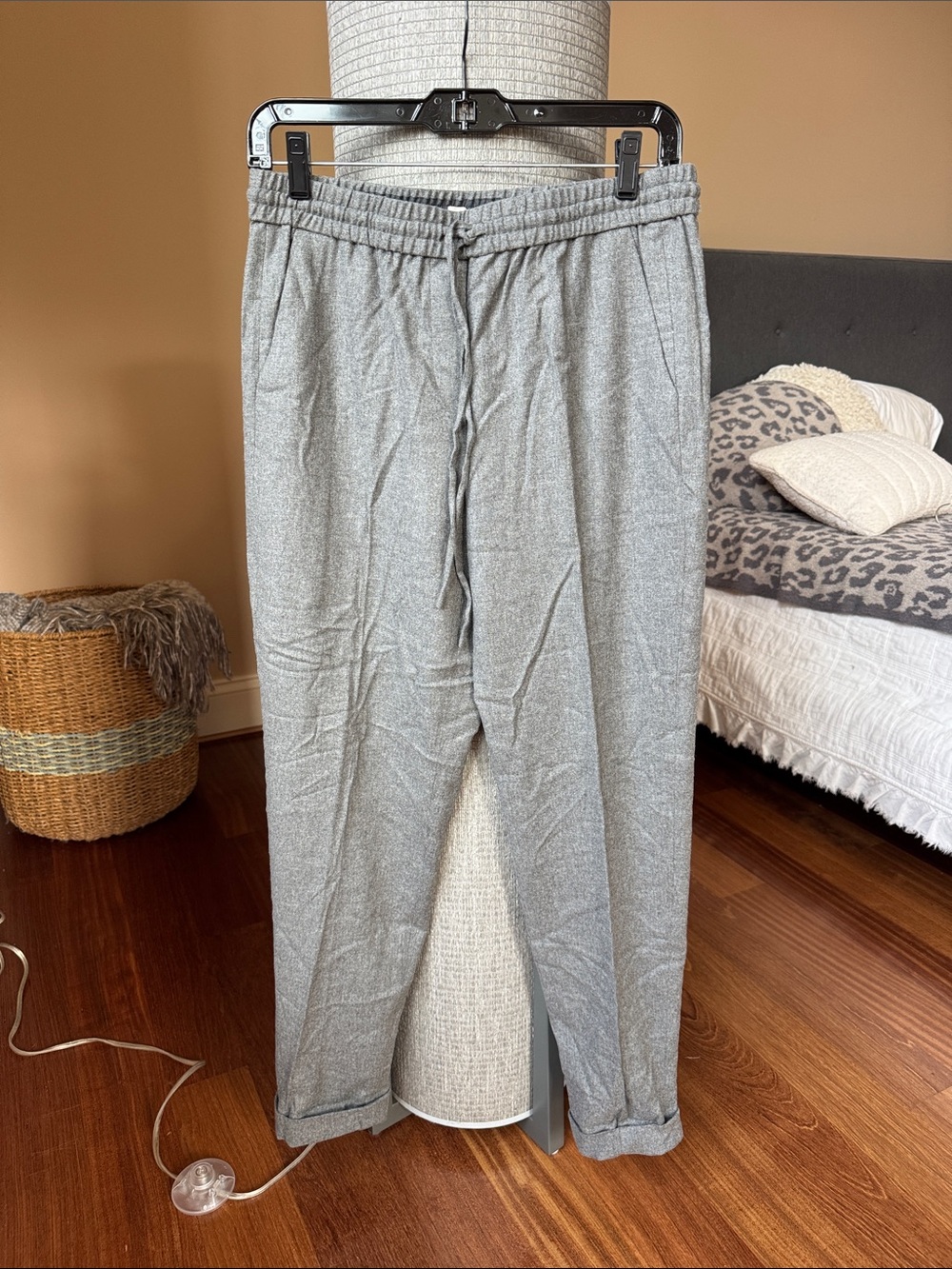 Nordstrom Light Gray Elastic-Waist Drawstring Trousers